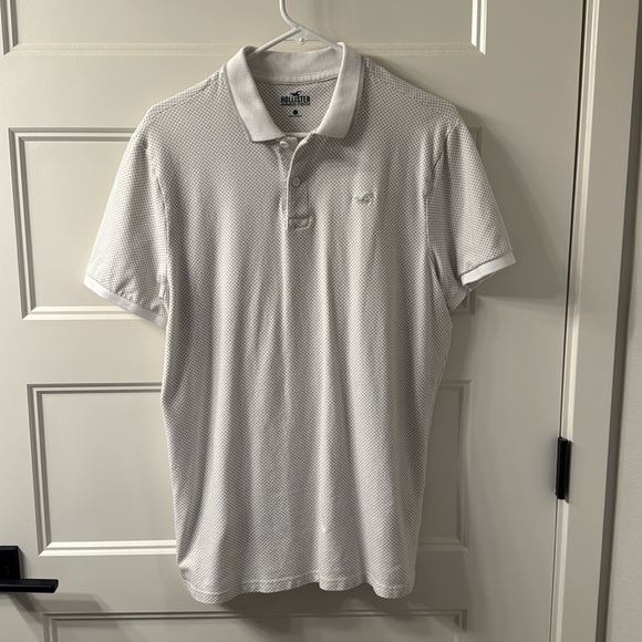 Hollister Other - Mens Hollister Short-Sleeve Polo, Size Large, White/Grey